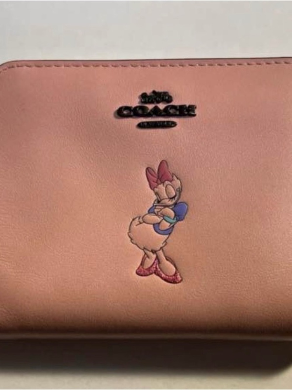 Coach Pink Daisy Duck Leather Zip Wallet